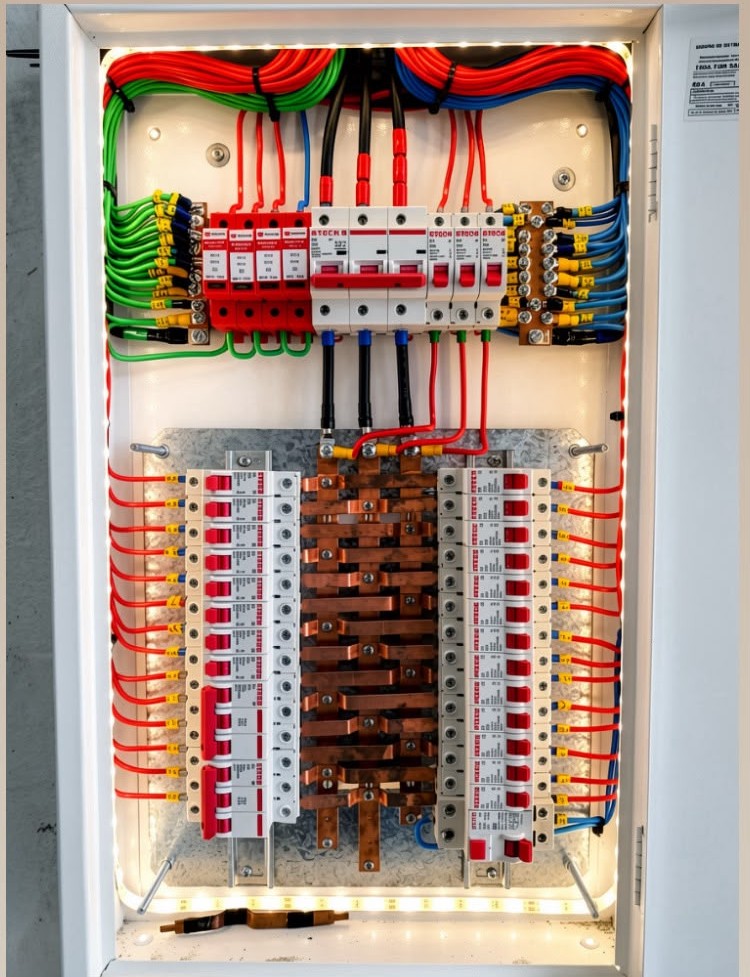 Montagem de quadro de distribuição realizada pela Ômega Service